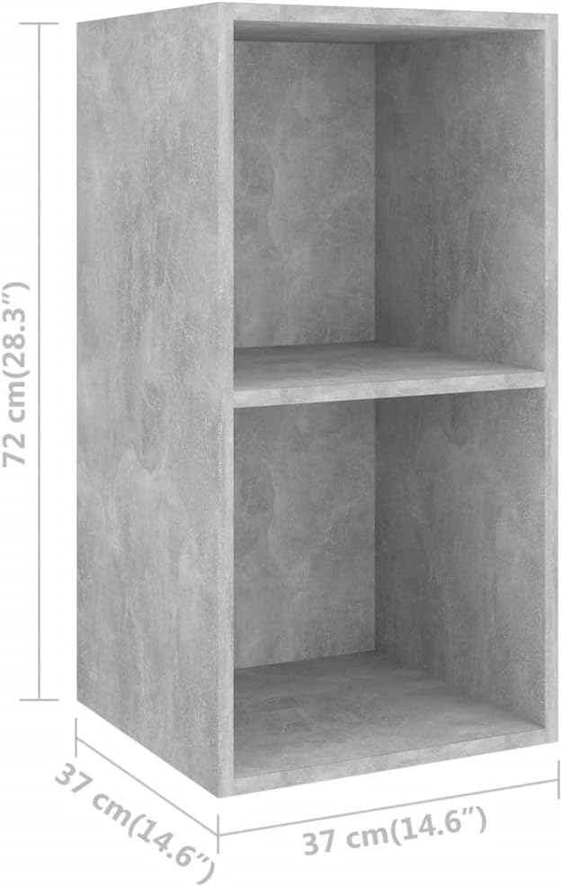homiuse TV-Wandschrank Betongrau 37x37x72 cm Holzwerkstoff Design TV Board Fernsehschrank Fernsehtis