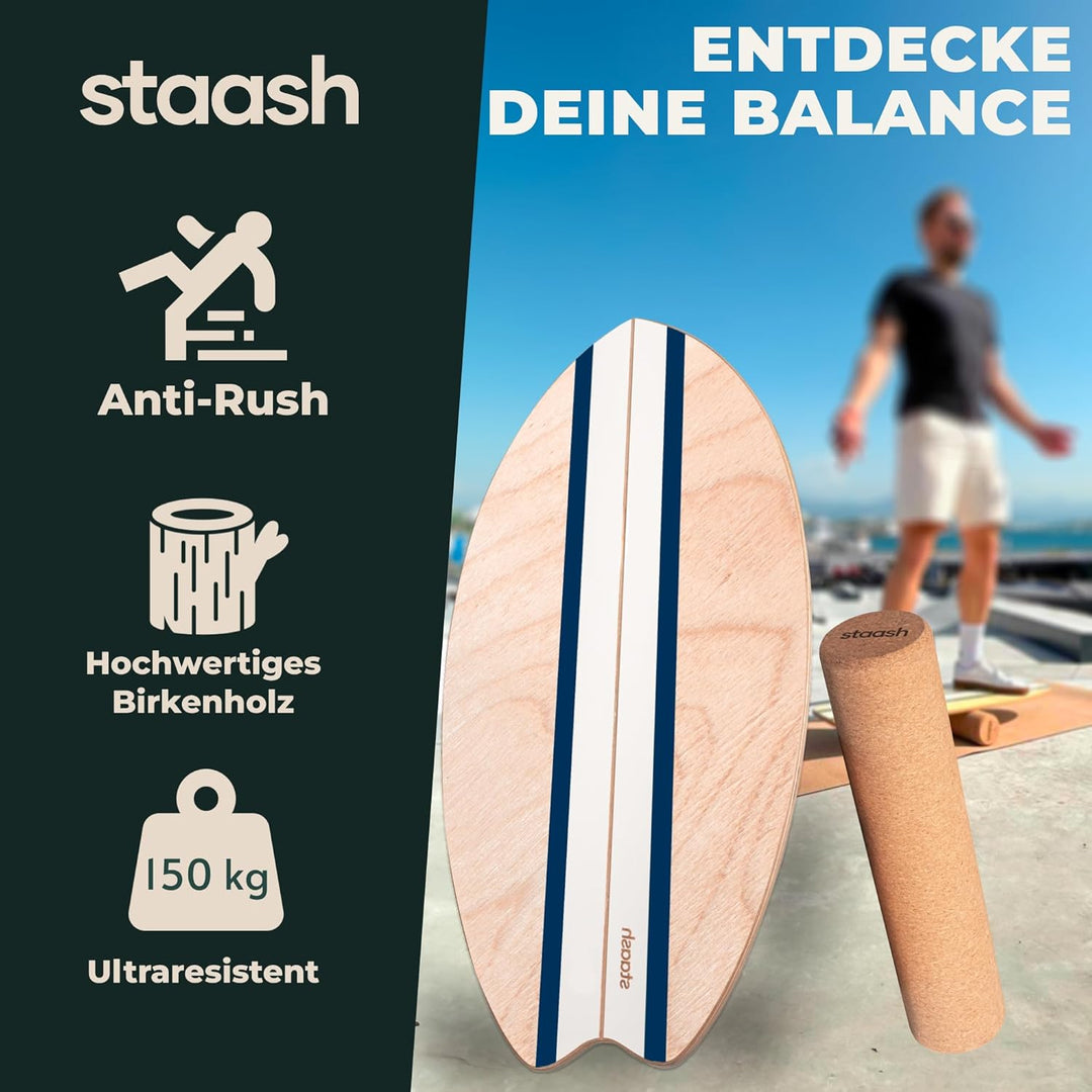 STAASH® Balance Board – Komplettes Set für Gleichgewicht & Training – Brett, Rolle & Zubehör (Halbku
