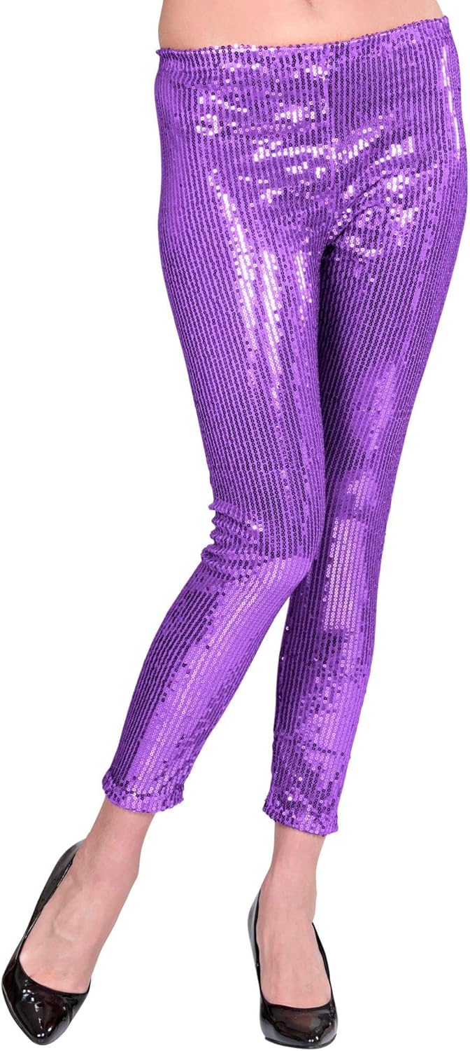 W WIDMANN MILANO Party Fashion - Leggings mit Pailletten, glänzend, Disco Fever, für Faschingskostüm