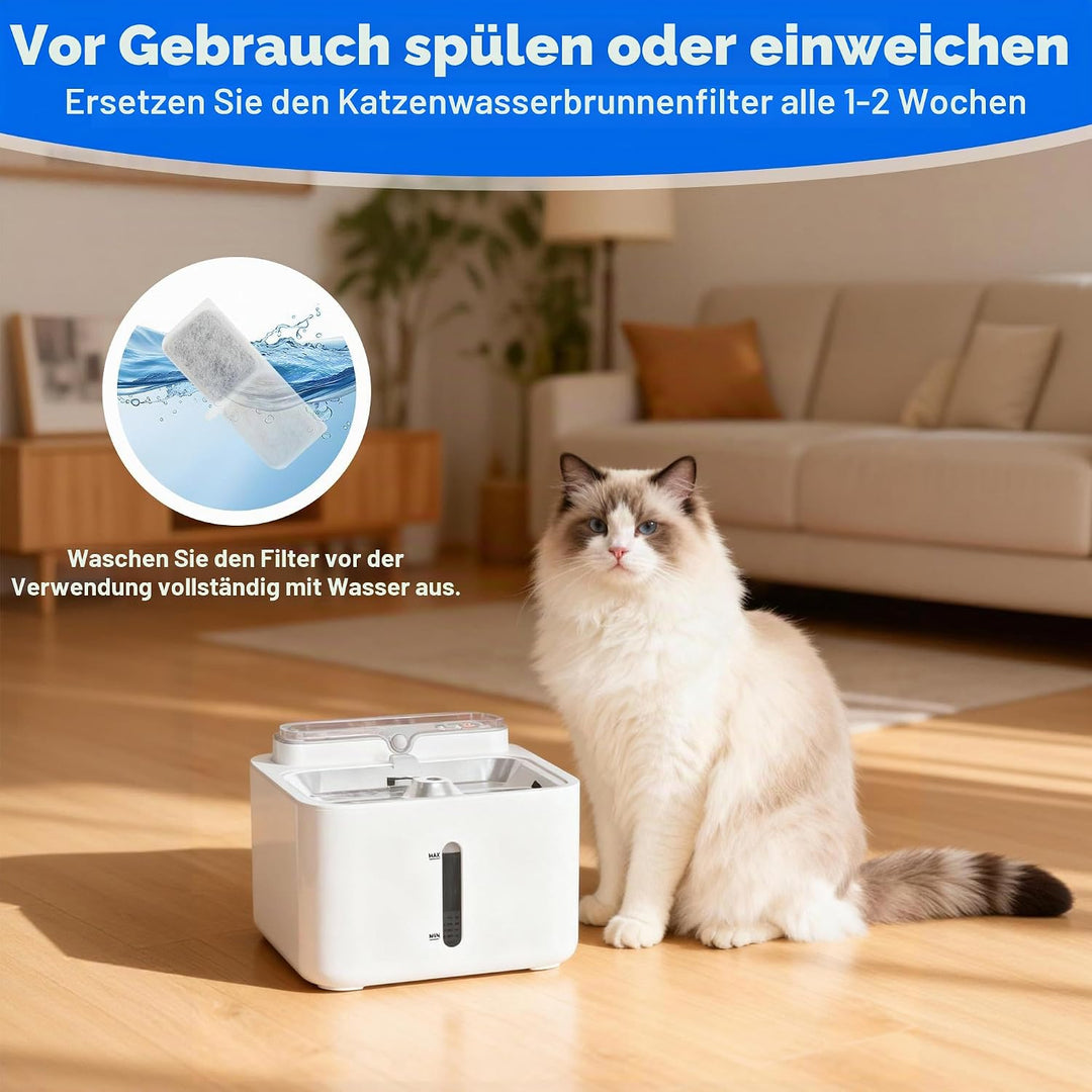 40 PCS Filter Trinkbrunnen Katzen, 20 Stück Kohlefilter und 20 StückSchwammfilter, Katzenbrunnen Fil