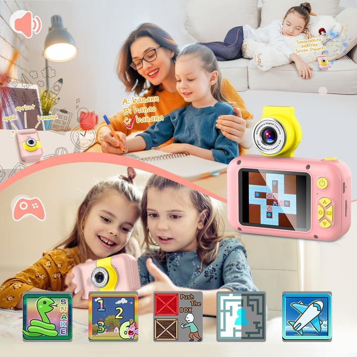 ARNSSIEN Digitalkamera für Kinder Kamera,2,4" IPS Kinderkamera mit 180°Flip | 1080P videokamera &amp; Se