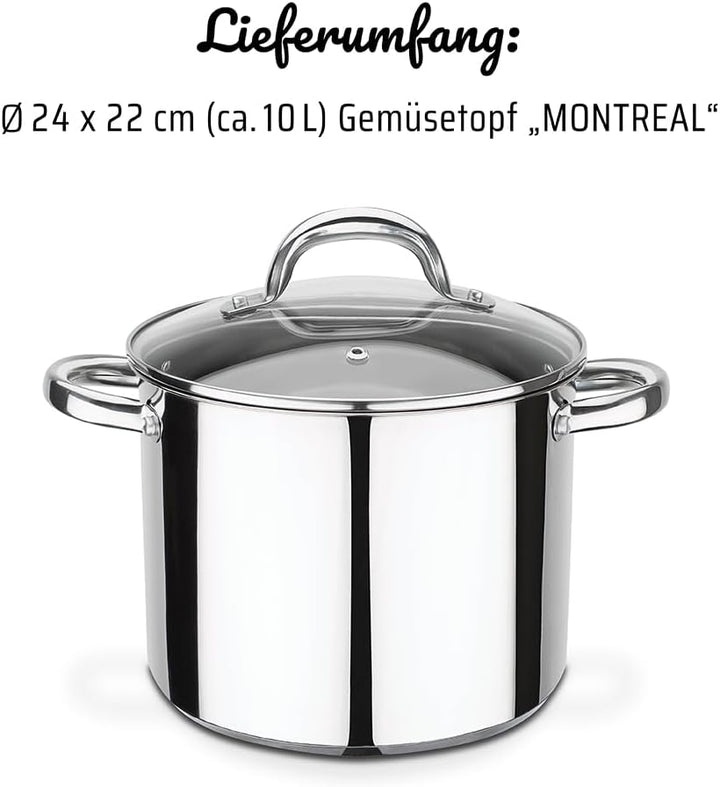GSW ‎990264 Montreal – hochwertiger Gemüse-Kochtopf mit Deckel, sichere Kaltmetallgriffe, Topf auch