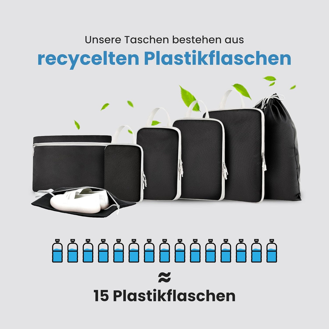 Packwürfel Kompression für die Reise - Extrem platzsparender Koffer-Organizer-Set, wasserdichte Pack