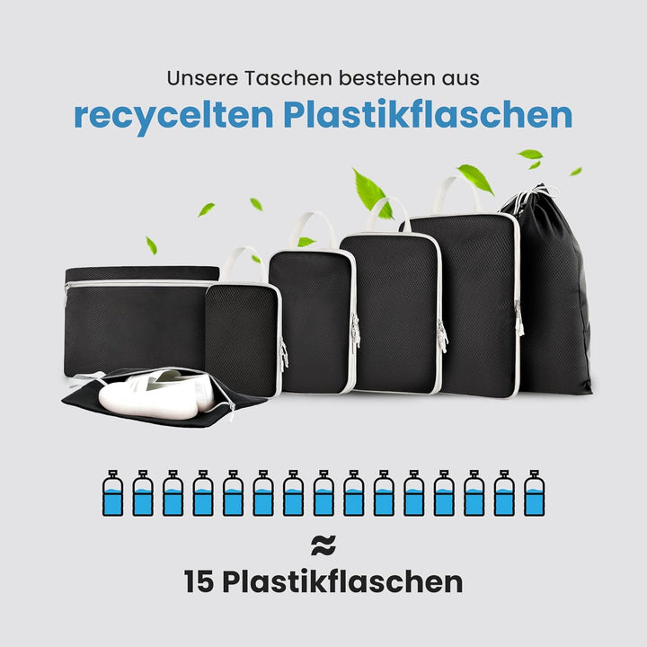 Packwürfel Kompression für die Reise - Extrem platzsparender Koffer-Organizer-Set, wasserdichte Pack