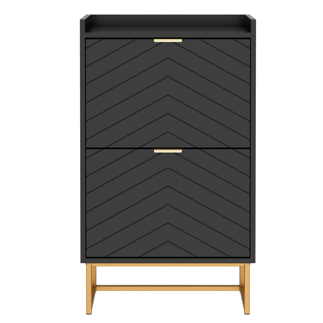 UEV Schuhschrank mit 2 Klappen, 50x24x103,5cm,Schuhkipper Schmal,Schuhkommode Flur Wohnzimmer Eingan