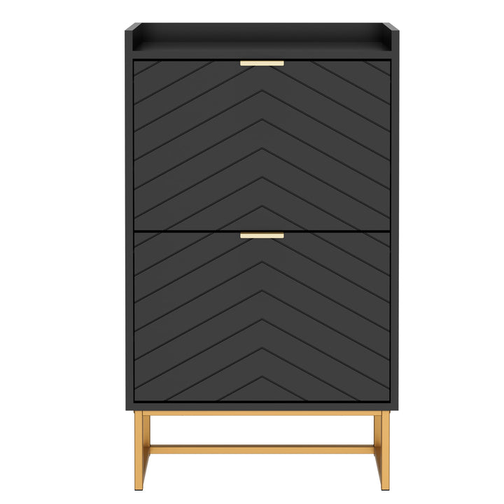 UEV Schuhschrank mit 2 Klappen, 50x24x103,5cm,Schuhkipper Schmal,Schuhkommode Flur Wohnzimmer Eingan