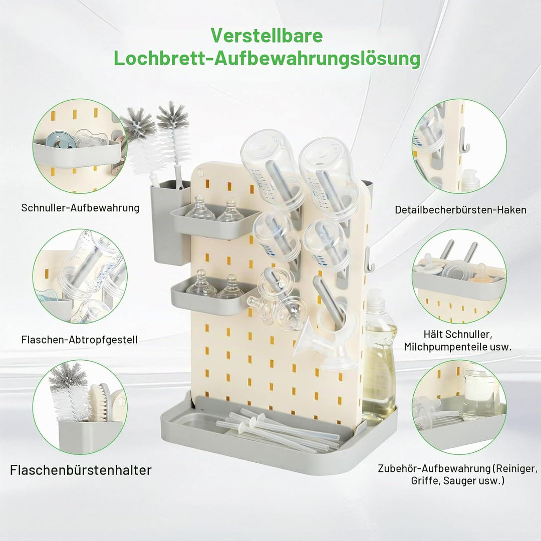 AiQInu Flaschentrockner mit Spülmittelfach, Vertikaler Abtropfständer für Babyflaschen &amp; Sauger, Org