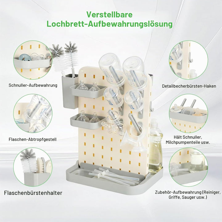 AiQInu Flaschentrockner mit Spülmittelfach, Vertikaler Abtropfständer für Babyflaschen &amp; Sauger, Org