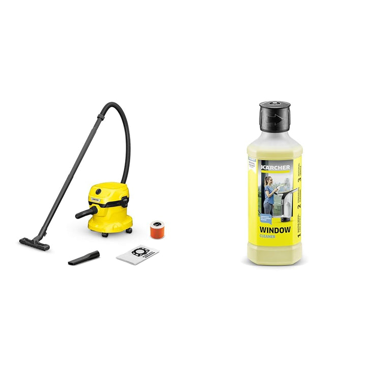 Kärcher Nass-/Trockensauger WD 2 Plus V-12/4/18/C & Fensterreiniger-Konzentrat RM 503 Bundle mit Kon
