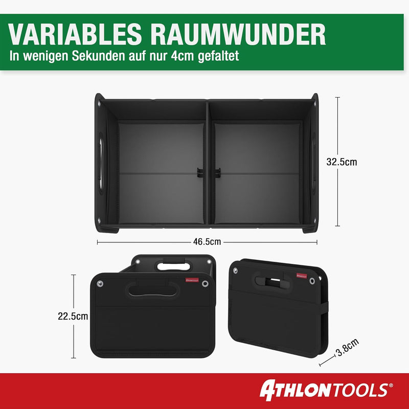 ATHLON TOOLS Kofferraumtasche faltbar - Kofferraum-Organizer, Auto Faltbox, Autotasche - verstärkt u