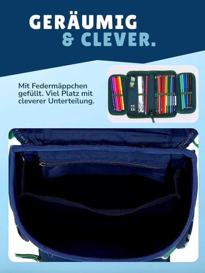 Familando - Schulranzen Set - 6-teilig mit Federmappe - Traktor - Ergonomisch, stabil & mit gepolste