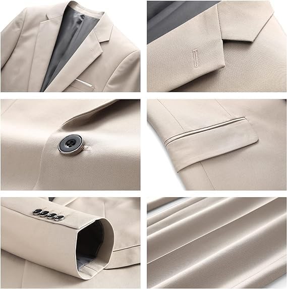 KUDMOL Herren 3-Stücke Anzug Business EIN Knopf Smoking Anzug für Männer Smoking Klassische Blazer W