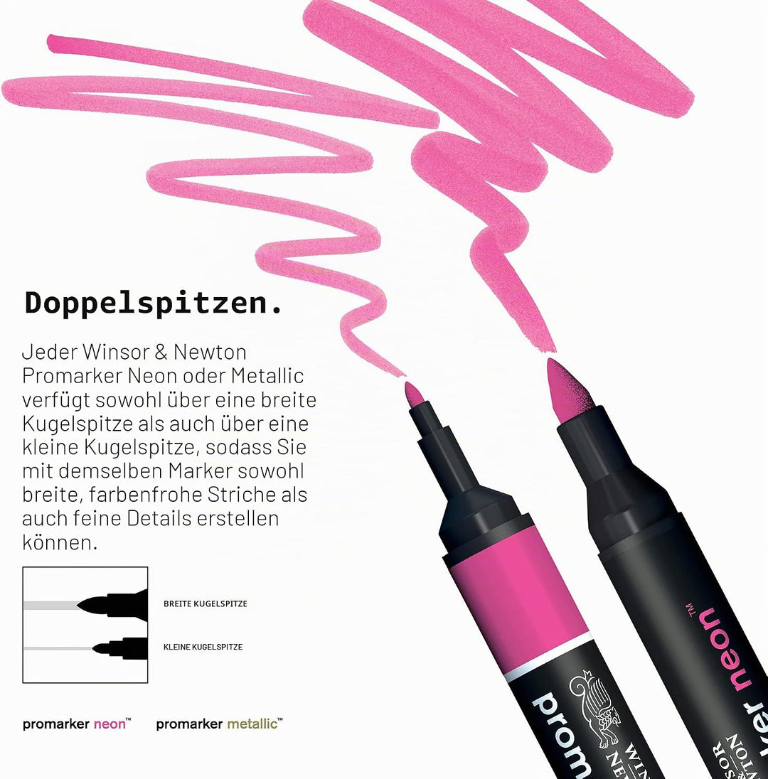 Winsor & Newton 0290037 Professioneller Layout Mixed Marker 24 Farben Set, 24 im Wallet, 2 Spitzen,