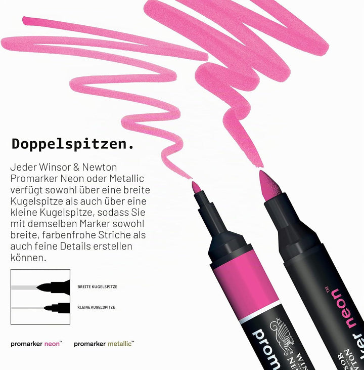 Winsor & Newton 0290037 Professioneller Layout Mixed Marker 24 Farben Set, 24 im Wallet, 2 Spitzen,