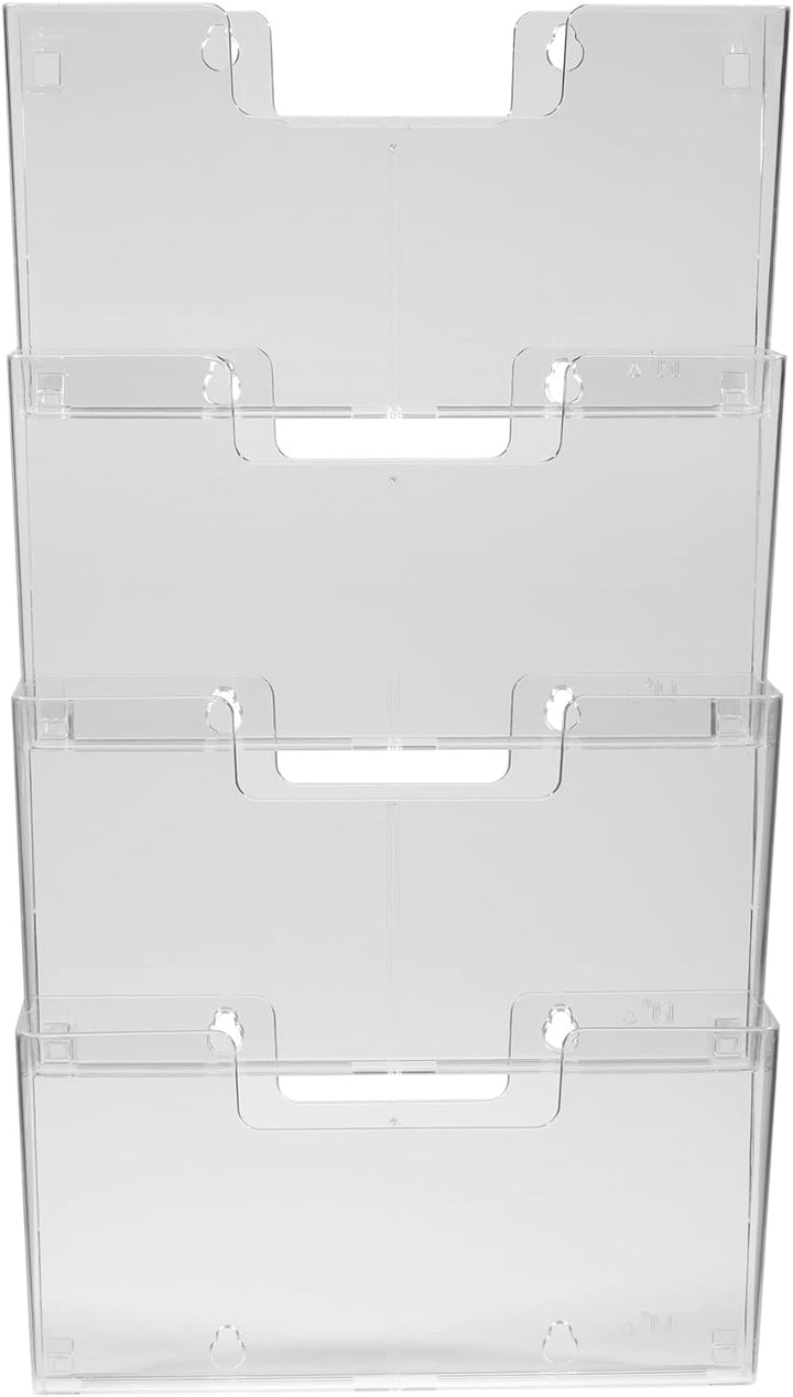 Europel Prospekthalter Wandmontage, Mehrfach, 4 Fächer DIN A4, Aanschliessbar, Erweiterbar, Transpar