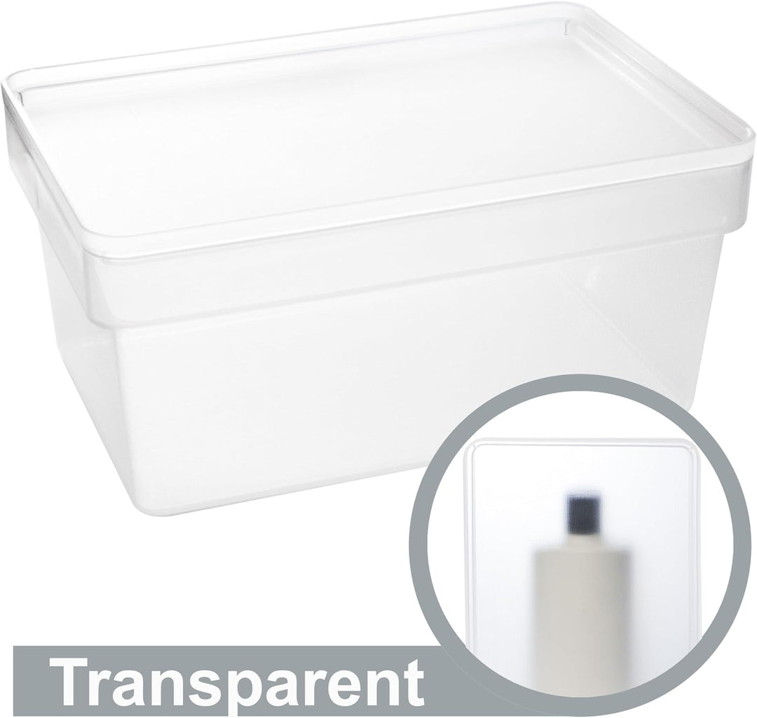 6x Ordnungsbox mit Deckel - stapelbar - milchig-transparent - DINA4-Format 36,5x26x18 cm - 11 Liter