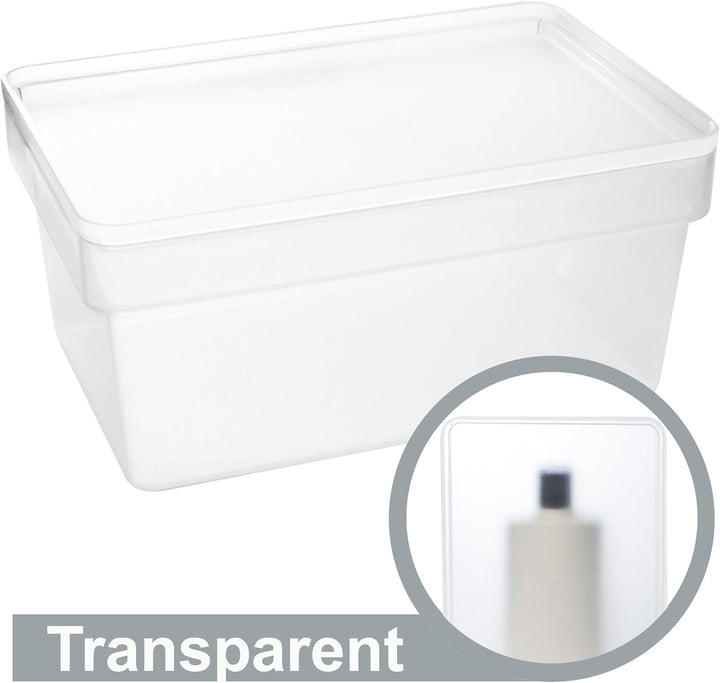 6x Ordnungsbox mit Deckel - stapelbar - milchig-transparent - DINA4-Format 36,5x26x18 cm - 11 Liter