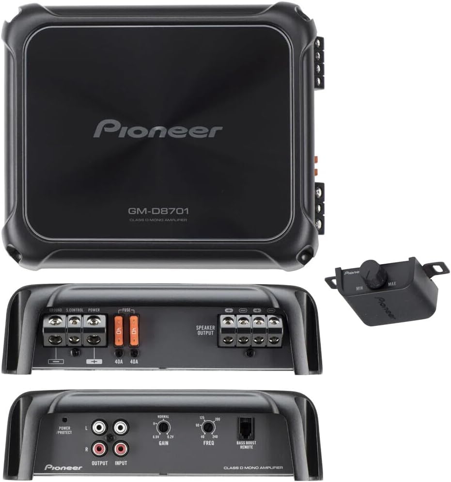Pioneer GM-D8701 Class-D-Mono-Verstärker mit fernbedienbarem Bass Boost (1.600 W), Sensor für Lautsp