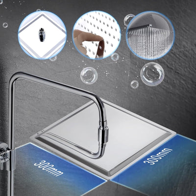 JOHO Thermostat Duschset Duschsystem Regendusche Duschgarnitur Duscharmatur mit 304 Edelstahl Kopfbr