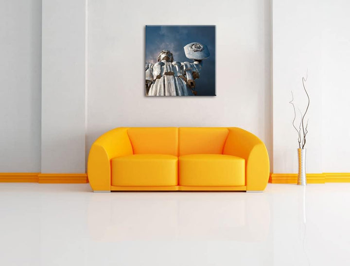 Pixxprint Mutter Mutterland Ukraine als Leinwandbild Quadratisch| Grösse: 60x60 cm | Wandbild | Kuns