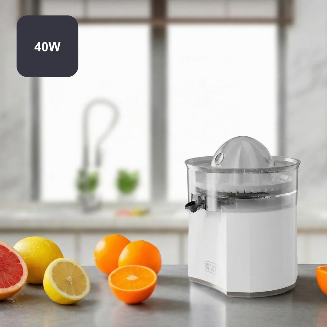 Black+Decker - Zitruspresse BXCJ40E | 40W | Kontinuierliches Ausgiessen | Grosse Presskegel | Edelst