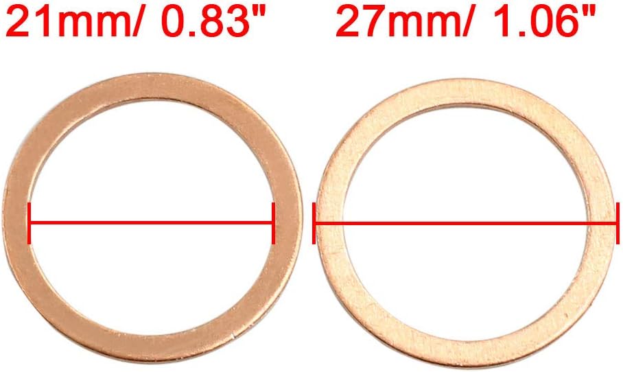 sourcing map 20 STK. 21mm Flach Unterlegscheiben Dichtung Kupferringe Dichtringe Dichtplatte