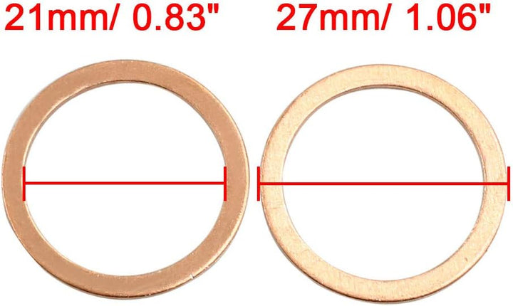 sourcing map 20 STK. 21mm Flach Unterlegscheiben Dichtung Kupferringe Dichtringe Dichtplatte