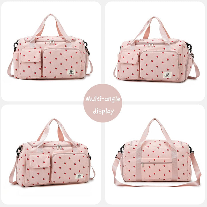 Reisetasche Damen, Sporttasche Damen mit Schuhfach, Nassfach and Kleine Geldbörse, Cord Schwimmtasch