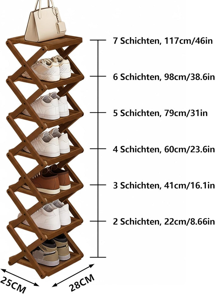 Simcat Bamboo Standing Foldable Shoe Rack, Eco-Friendly – Multiple Layers Available, Widened & Talle