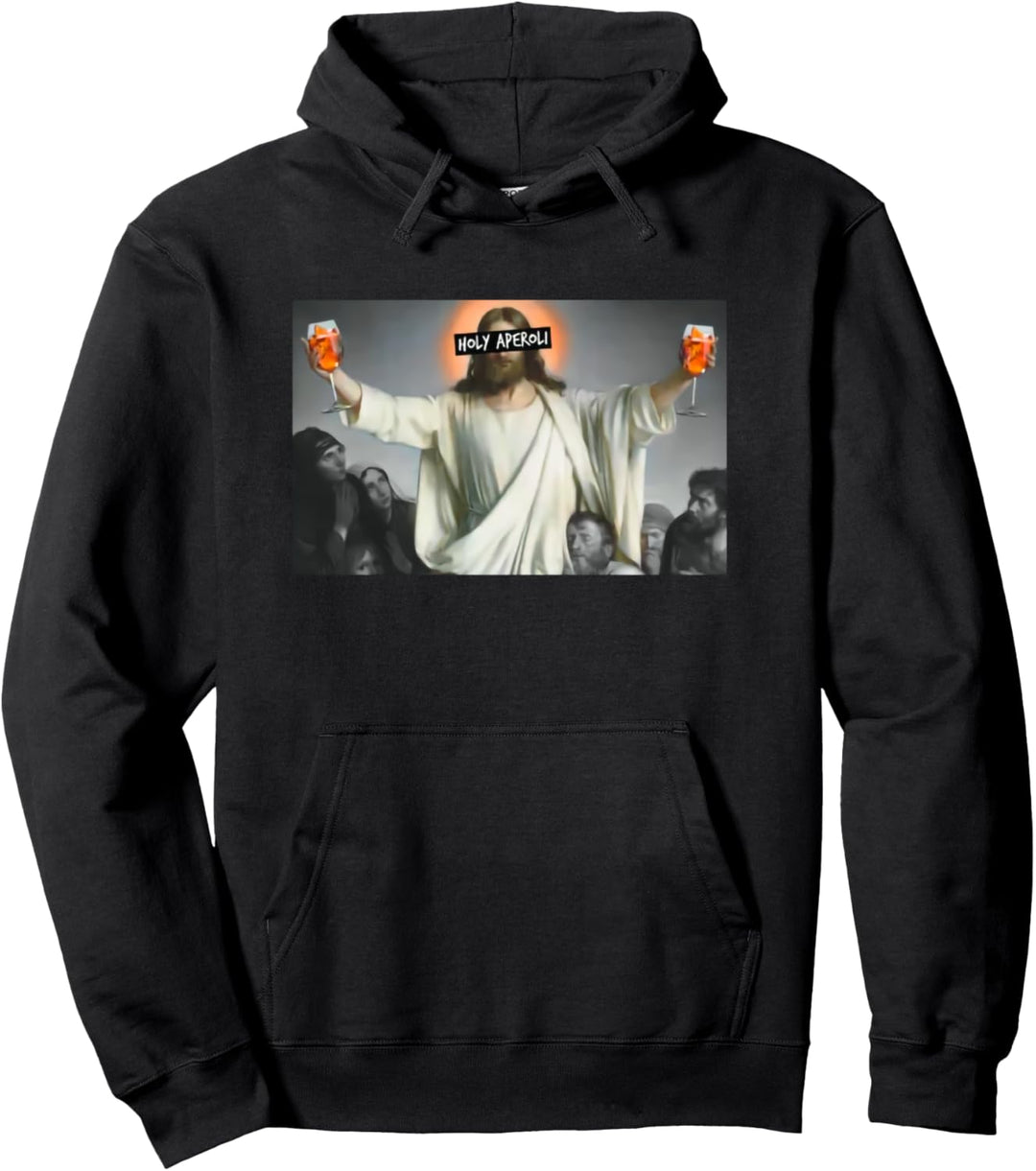 holy aperoli gott hält ein glas wein Pullover Hoodie