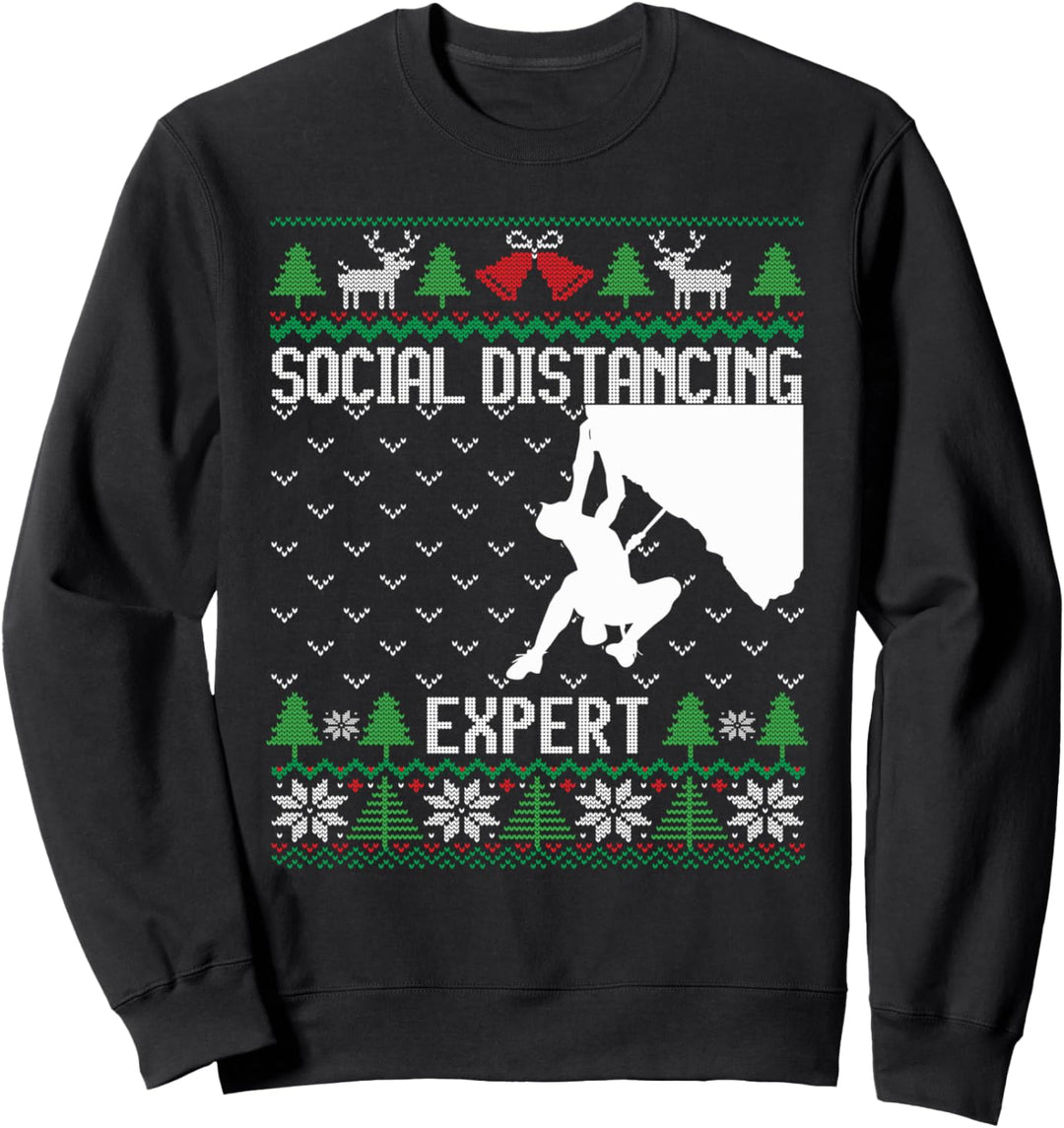 Rock Climbing Social Distancing Expert Bouldering Christmas Sweatshirt