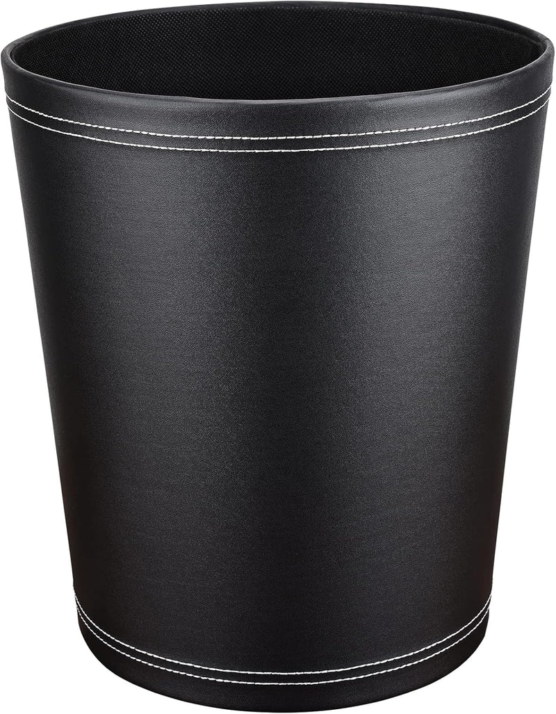 GORESE Papierkorb Büro - Papierkorb aus Leder in Schwarz, modernes Design, Mülleimer für Küche, Bad,