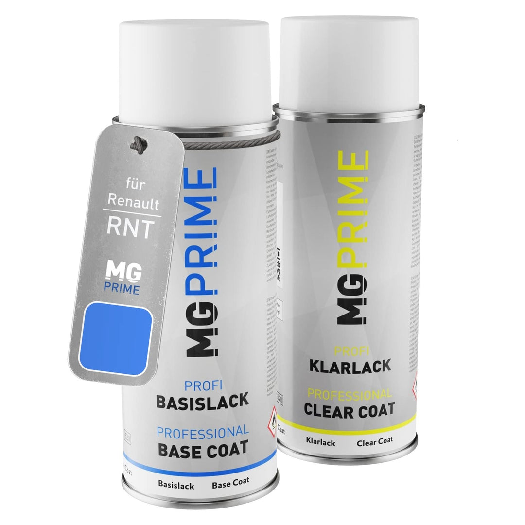 MG PRIME Autolack Sprühdosen Set für Renault RNT Bleu Malte Metallic/Gordini Blau Metallic Basislack