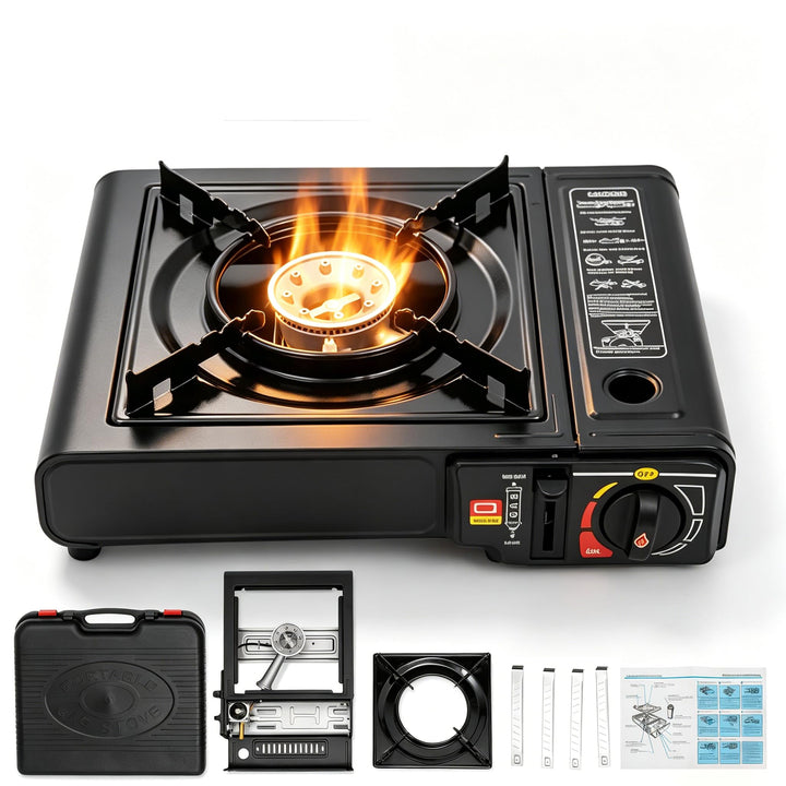 Tragbarer Elektrogrill | 2500W Outdoor Grill mit Butan-Gas-Kartusche | Leichter Holzkohlegrill für C