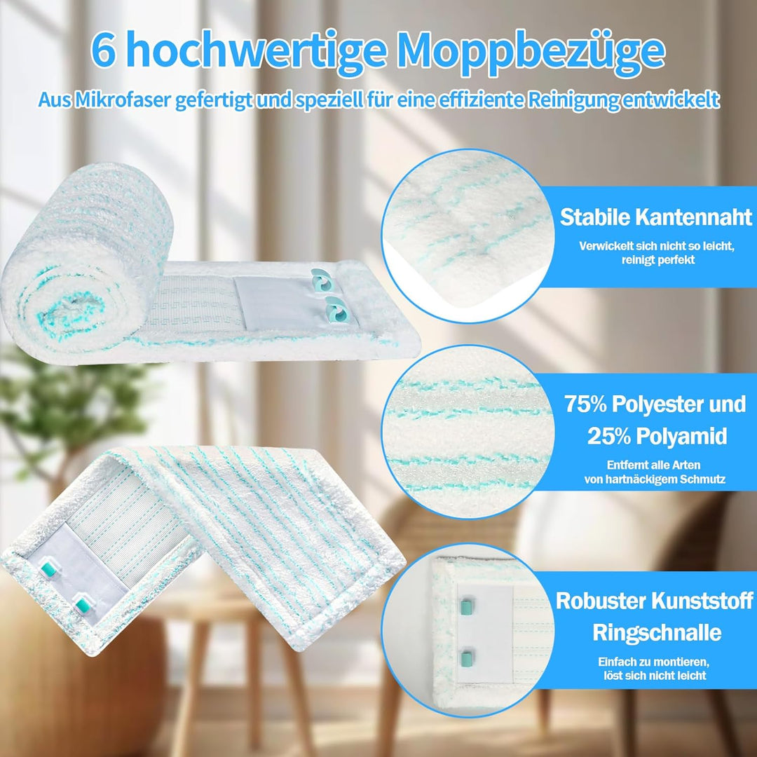 6 Stück Ersatz-Wischbezüge für Leifheit Profi XL Micro Duo/Cotton Plus, Ersatzbezug für Leifheit Bod