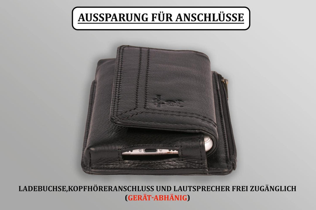MATADOR Handy-Tasche Gürteltasche Herren Echt Leder Quertasche mit Klettverschluss Breite Gürtelschl