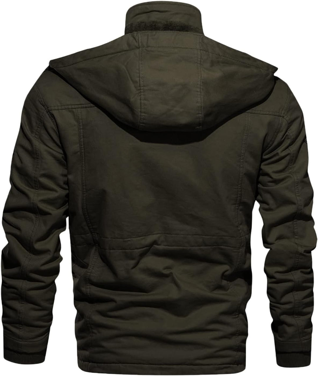 Herren Fleece Gefüttert Warme Winterjacke Militär Jacke mit Abnehmbarer Kapuze Übergangsjacke Winter