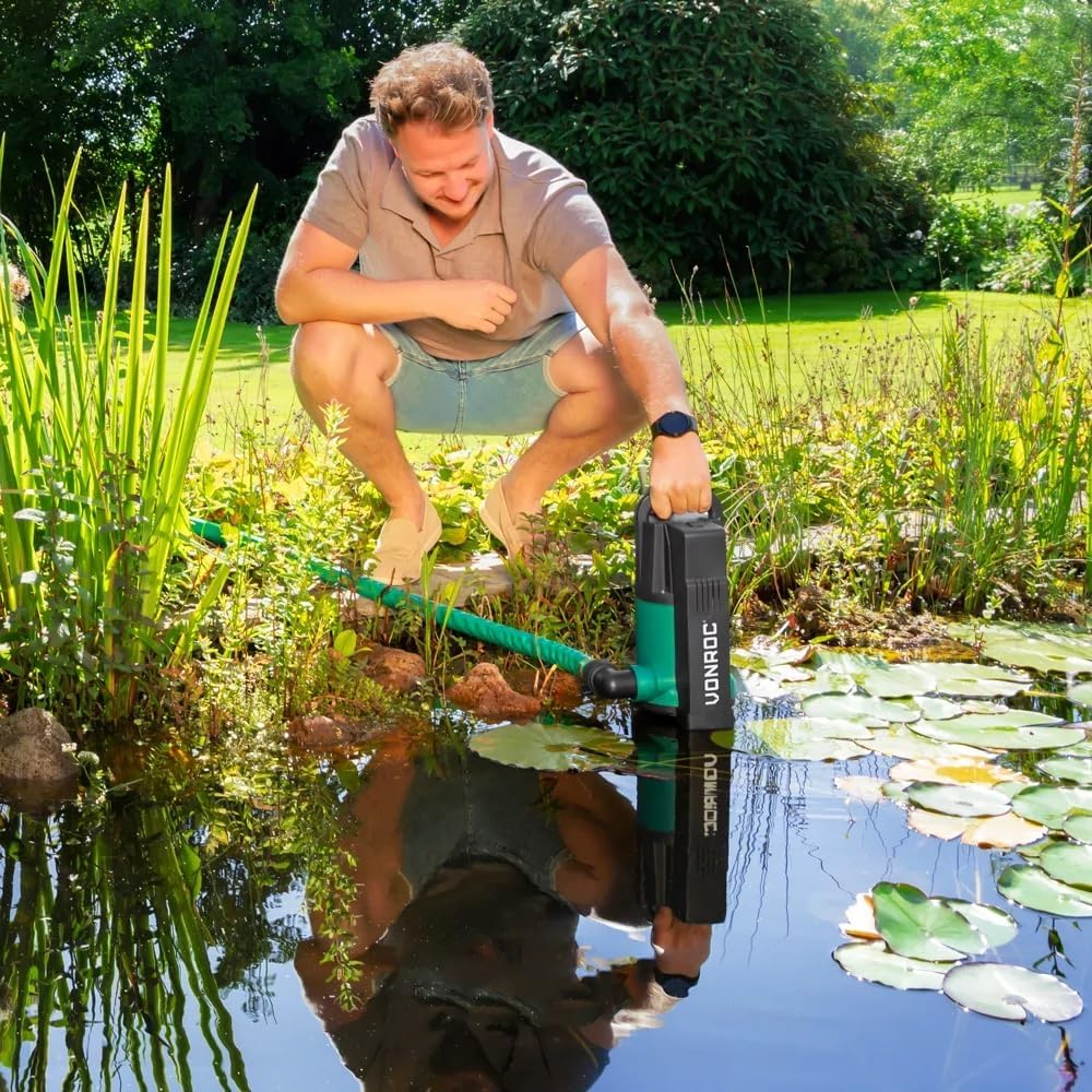 VONROC Tauchmotorpumpe 750W - 14000 l/h - Integrierter Schwimmer | Schmutz- und Klarwasser
