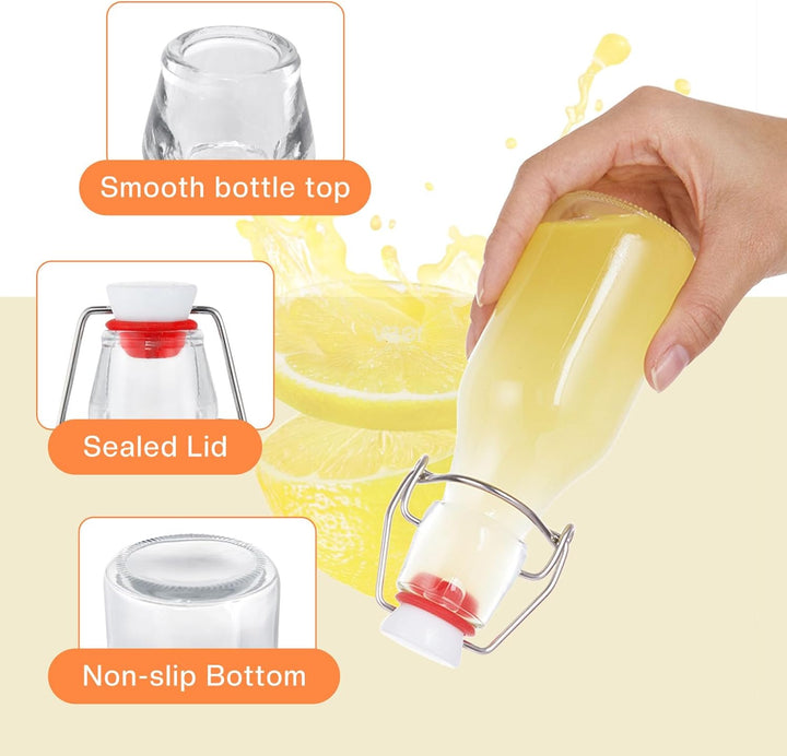 Zanfqvo Glasflaschen 100ml mit Bügelverschluss, 12 Stück Kleine Flaschen Zum Befüllen, Bügelflasche