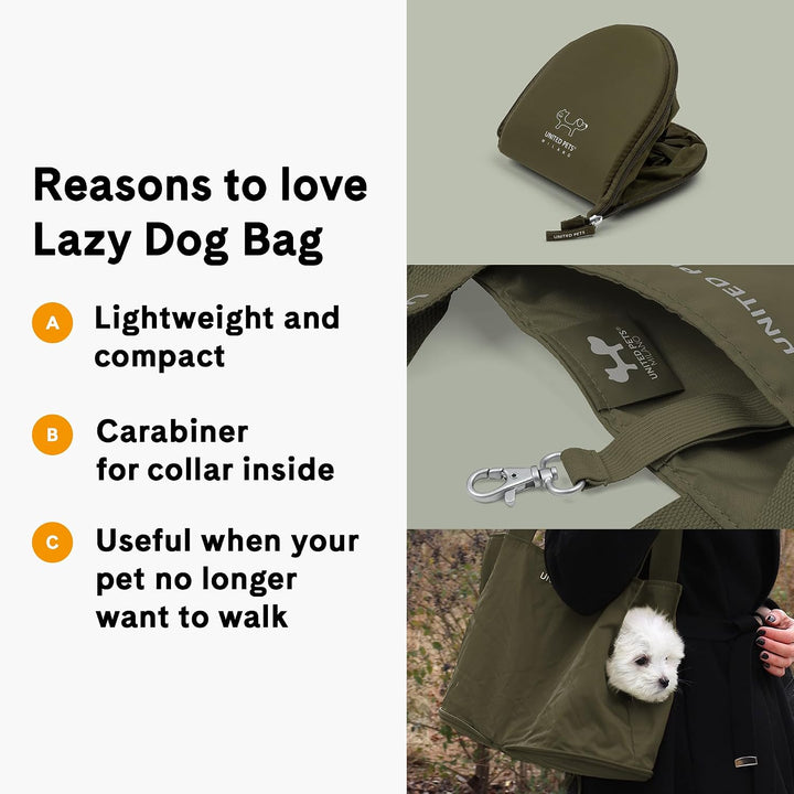 United Pets Lazy Dog Design Tragetasche für Hunde, leicht, faltbar, Grün Grün L 35 x B 15 x H 25 cm