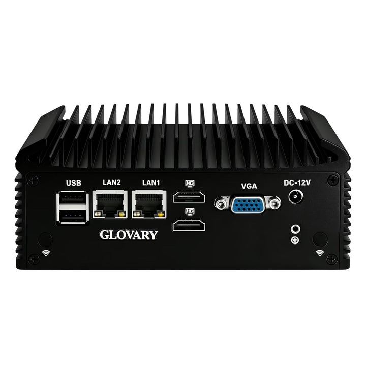 Fanless Mini PC N150 (N100 Upgrade), DDR4 8GB RAM 128GB NVMe SSD, 2 LAN 4 COM Lüfterlos Industrie PC