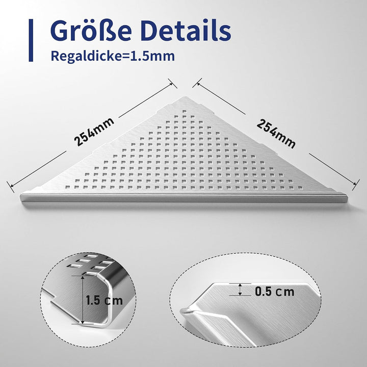 Eck Duschregal, Edelstahl 304 Badezimmerregal aus Stahl mit Gitterdesign für geflieste Wände, Einbau