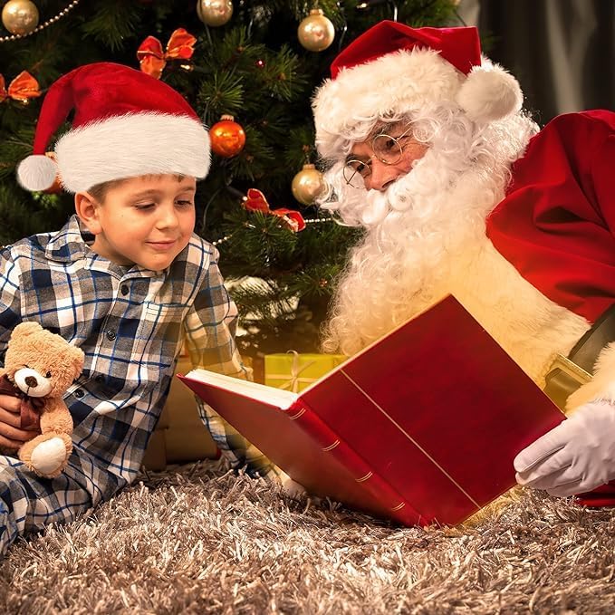 obqo 4 Stück Weihnachtsmütze Erwachsene - Flauschige Plüsch Nikolausmütze für Frauen Männer Extra di