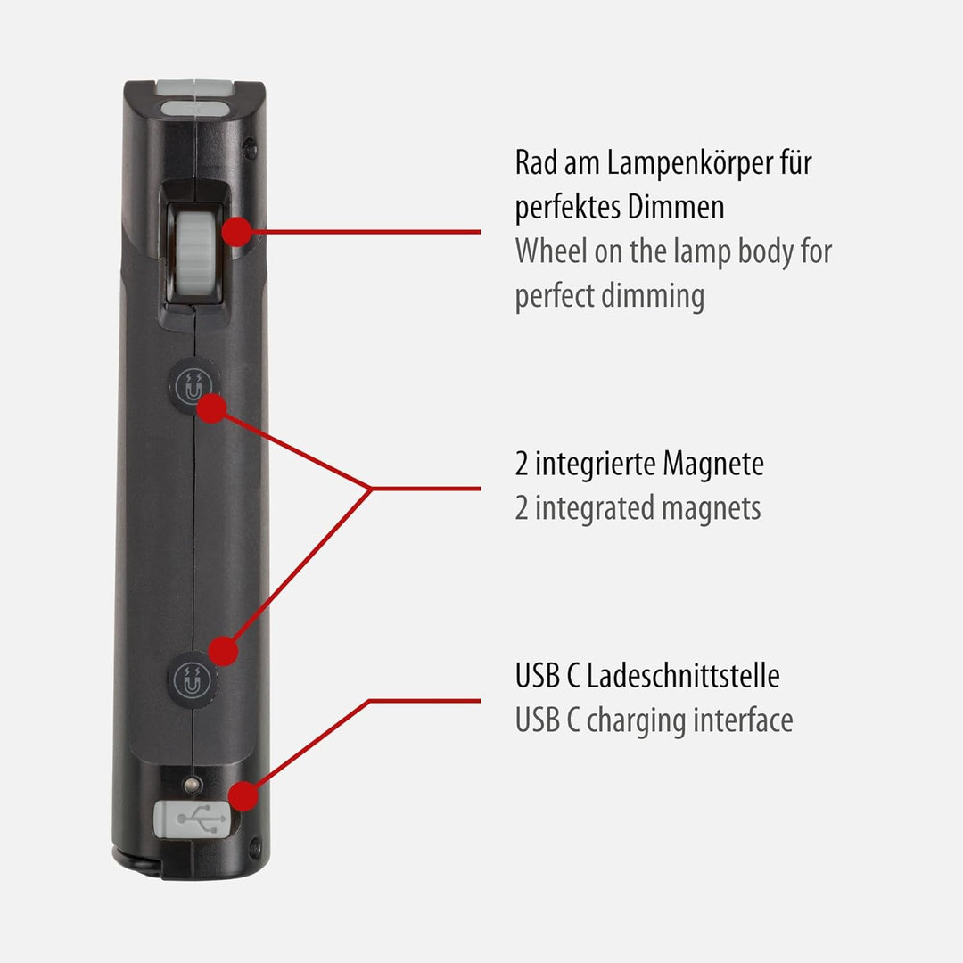 Brennenstuhl Akku LED Arbeitsleuchte SANSA 401 A/LED Werkstattlampe mit Akku und Magnet (max. 80h Le