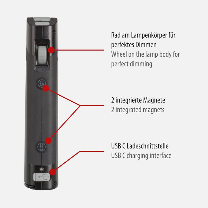 Brennenstuhl Akku LED Arbeitsleuchte SANSA 401 A/LED Werkstattlampe mit Akku und Magnet (max. 80h Le