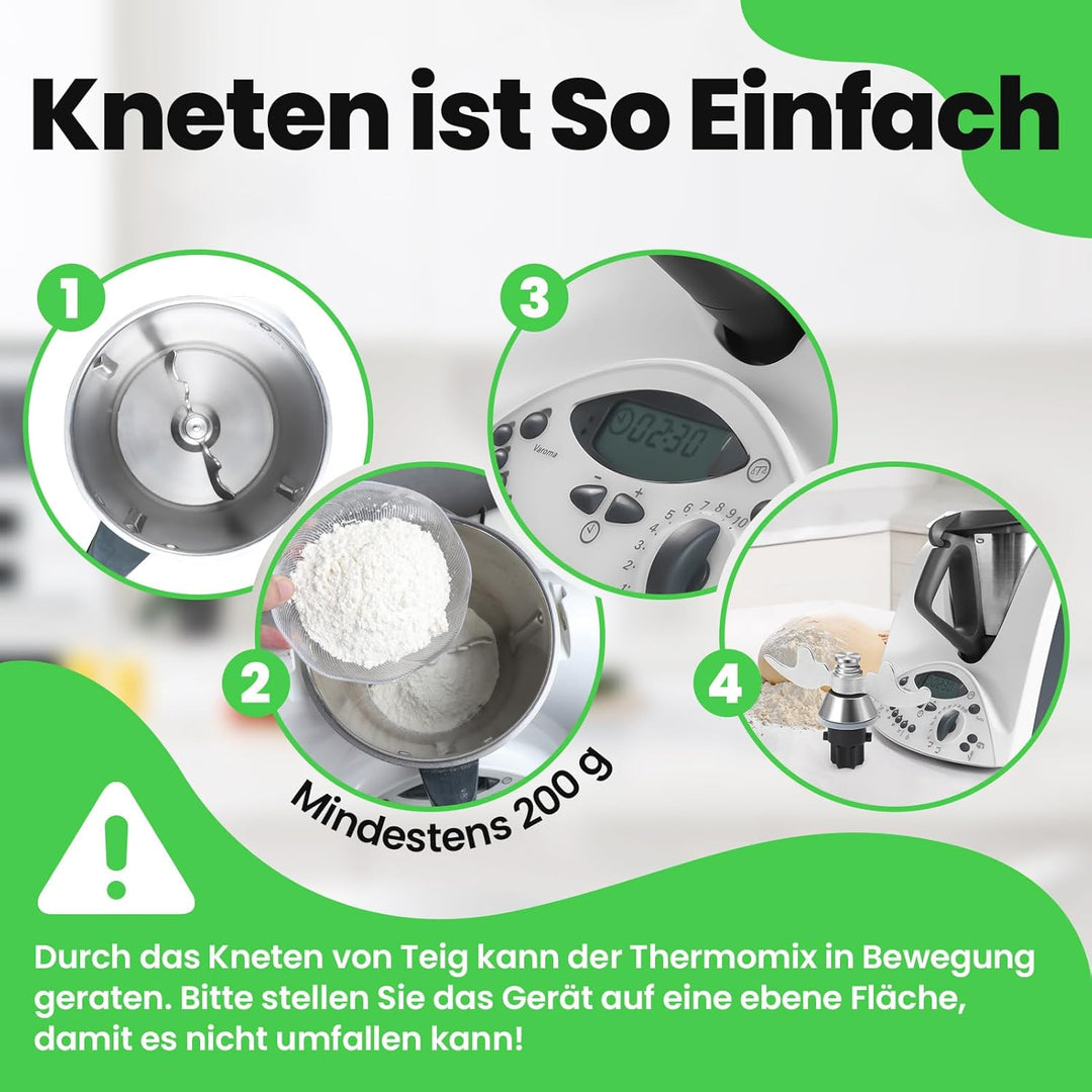Teigmesser für Thermomix, Mixmesser Ersatz Zubehör passend für Thermomix TM31, Edelstahl-Teigmischme