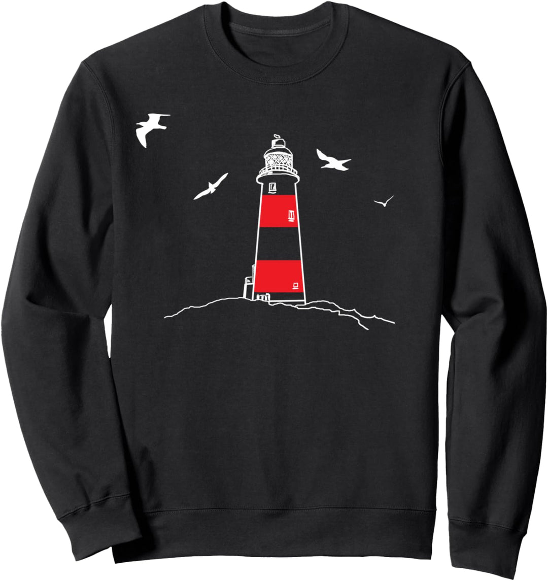 Leuchtturm Möwen Meer Ostsee Nordsee Küste Urlaub Zeichnung Sweatshirt