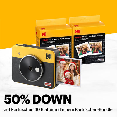 Kodak Mini Shot 3 Retro Weihnachtsgeschenke 4PASS 2-in-1-Sofortbildkamera und Fotodrucker, Tragbar (