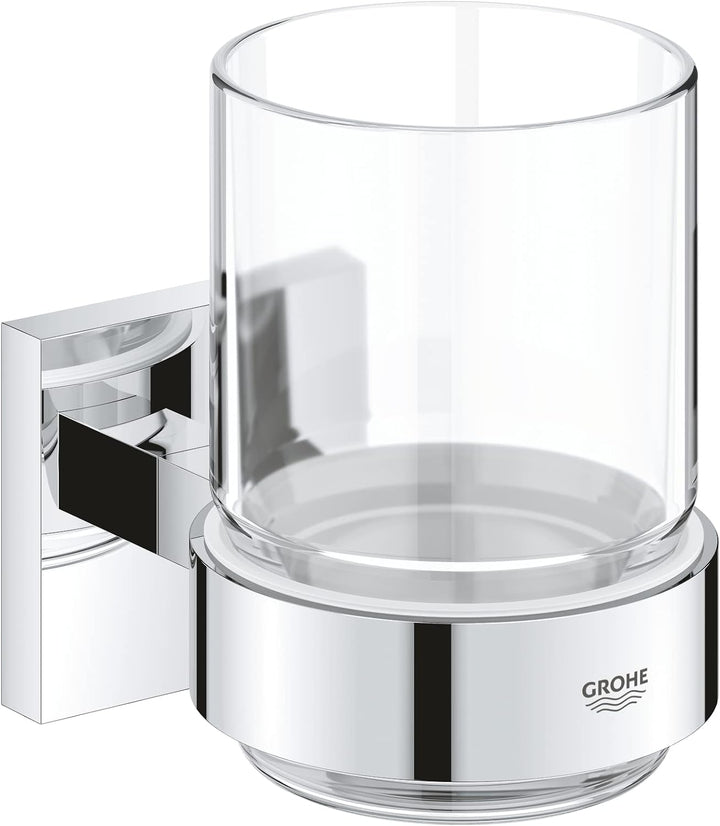 GROHE Start Cube - Glas mit Halter (verdeckte Befestigung, Material: Glas /Metall), chrom, 41097000,