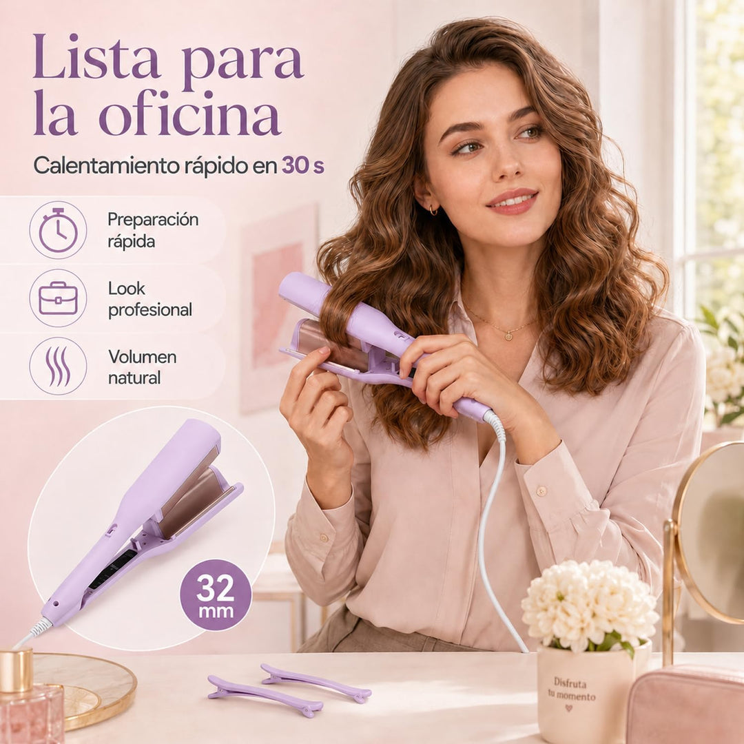 Welleneisen Lockenstab 32MM Wasserwellen mit 4 Temperaturen LED-Anzeige für Lange kurze Haare Hair W